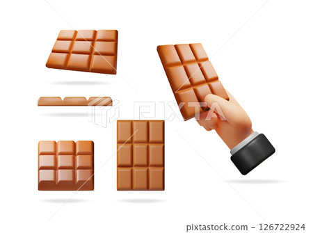 Different angles of a 3d chocolate bar Different angles of a 3d chocolate bar 126722924