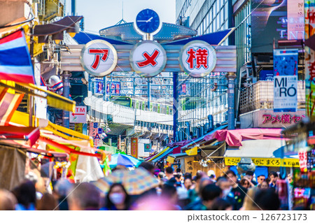 Tokyo cityscape, Japan, May 28. Inbound tourism continues... Ameyoko bustling with foreign tourists... = Reiwa 7 Tokyo cityscape, Japan, May 28. Inbound tourism continues... Ameyoko bustling with foreign tourists... = Reiwa 7 126723173