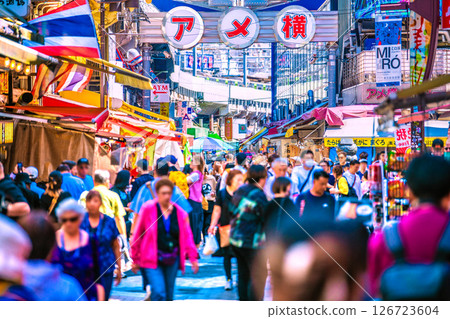 Tokyo cityscape, Japan, May 28. Inbound tourism continues... Ameyoko bustling with foreign tourists... = Reiwa 7 Tokyo cityscape, Japan, May 28. Inbound tourism continues... Ameyoko bustling with foreign tourists... = Reiwa 7 126723604