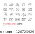 Set of gear icons representing under maintenance and settings 126723929