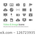 Icon set for video, photo, camera, browser, desktop, music, etc. 126723935