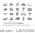 Icon set of bike, plane, ship, travel, transportation, etc. 126723938