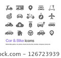 Car, bicycle, motorcycle, plane, vehicle icon set 126723939