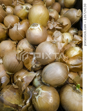 Onions in a market 126724130