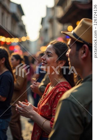 Tourists enjoying local festival in kathmandu, nepal 126724136
