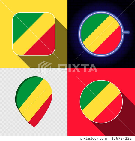 Set of modern icons with the national flag of Republic of the Congo. Set of modern icons with the national flag of Republic of the Congo. 126724222
