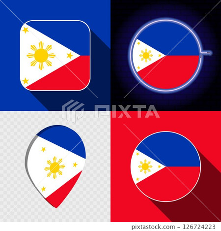 Set of modern icons with the national flag of Philippines. Set of modern icons with the national flag of Philippines. 126724223