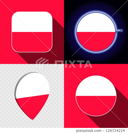 Set of modern icons with the national flag of Poland. Set of modern icons with the national flag of Poland. 126724224