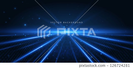 Futuristic blue beam diagonal on dark blue background. Speed motion moving movement concept. 126724281