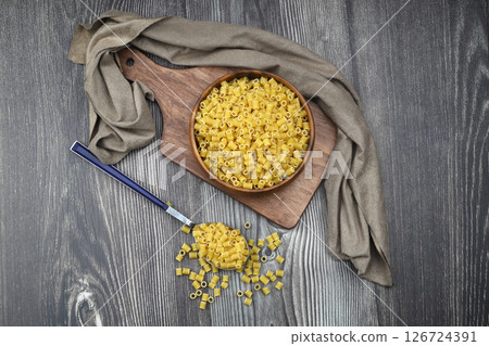 Italian Food background on wooden table. Top view. Italian Food background on wooden table. Top view. 126724391