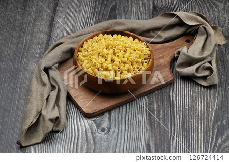 Italian Food background on wooden table. Top view. 126724414