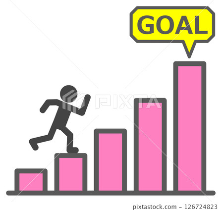 Illustration of a person working hard towards a goal and achieving it Illustration of a person working hard towards a goal and achieving it 126724823