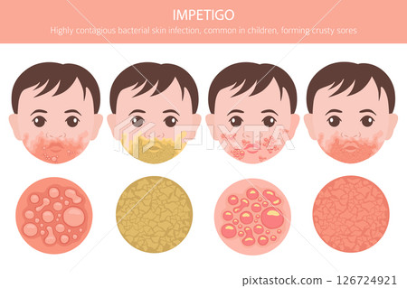 Impetigo. Skin diseases. Medical infographic design Impetigo. Skin diseases. Medical infographic design 126724921