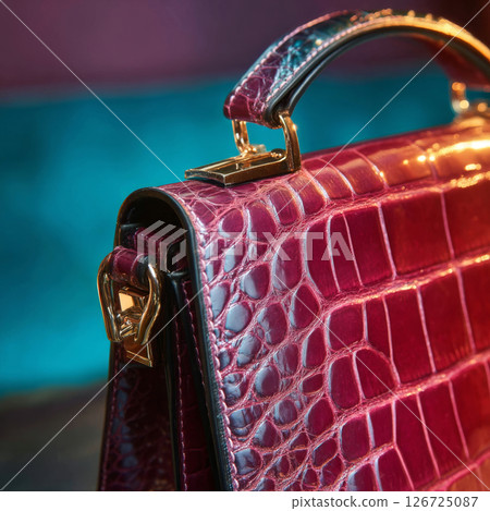 Your It Bag inspiration featuring glossy burgundy crocodile texture with premium hardware Your It Bag inspiration featuring glossy burgundy crocodile texture with premium hardware 126725087