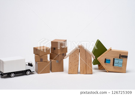 Image of cityscape destroyed by earthquake and relief supplies 126725309