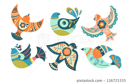 Beautiful and Colorful Illustrated Birds in Playful and Creative Designs and Patterns 126725335