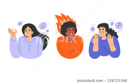 Expressive Emotions Featuring Diverse Characters Illustrated in Colorful and Vibrant Artworks 126725348