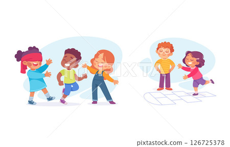 Joyful Children Gleefully Playing Together in Vibrant and Colorful Outfits Outside Joyful Children Gleefully Playing Together in Vibrant and Colorful Outfits Outside 126725378