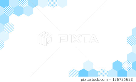 Light blue hexagonal decorative frame Light blue hexagonal decorative frame 126725658