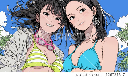 年輕女性朋友享受海灘度假 126725847