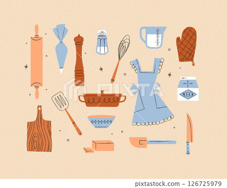 Kitchen utensils retro beige Kitchen utensils retro beige 126725979