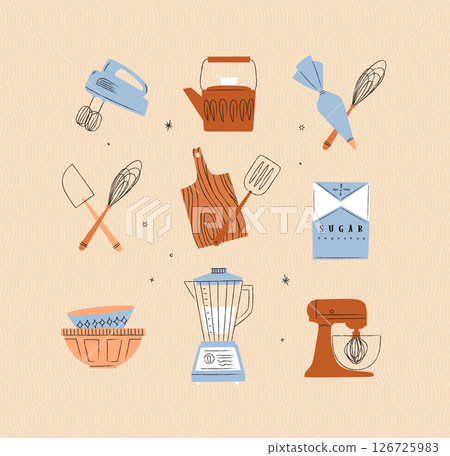 Kitchen appliances retro beige Kitchen appliances retro beige 126725983
