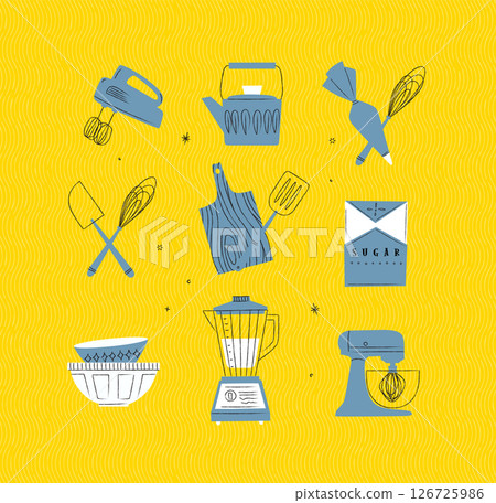 Kitchen appliances retro yellow Kitchen appliances retro yellow 126725986