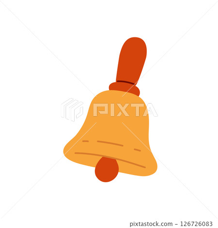 Golden bell vector illustration, perfect for holiday themes, festive designs, and seasonal decorations. Vibrant colors and minimalist style enhance its versatility for digital projects. 126726083