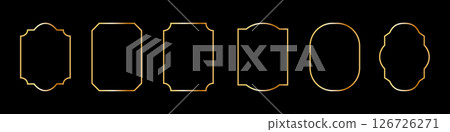 Vintage frames set isolated on black background. Decorative gold frame. Fashionable ornate frames for wedding invitations, greeting cards, prints. Vintage frames set isolated on black background. Decorative gold frame. Fashionable ornate frames for wedding invitations, greeting cards, prints. 126726271