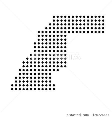 Western Sahara country dotted map. Black spot pixel illustration isolated on white background. Vector circle mosaic. 126726655