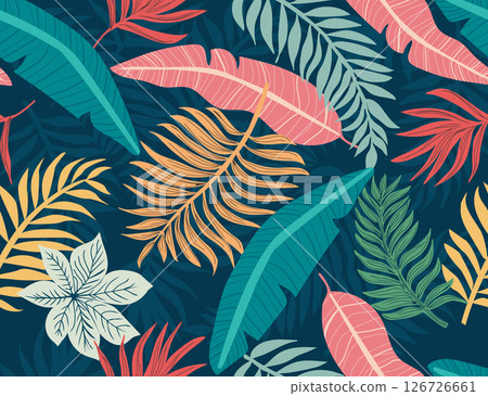 Hawaiian tropical seamless hand draw pattern Hawaiian tropical seamless hand draw pattern 126726661