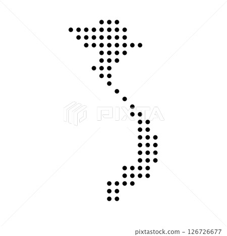 Vietnam country dotted map. Black spot pixel illustration isolated on white background. Vector circle mosaic. Vietnam country dotted map. Black spot pixel illustration isolated on white background. Vector circle mosaic. 126726677