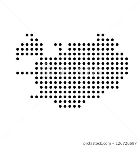 Iceland country dotted map. Black spot pixel illustration isolated on white background. Vector circle mosaic. Iceland country dotted map. Black spot pixel illustration isolated on white background. Vector circle mosaic. 126726697