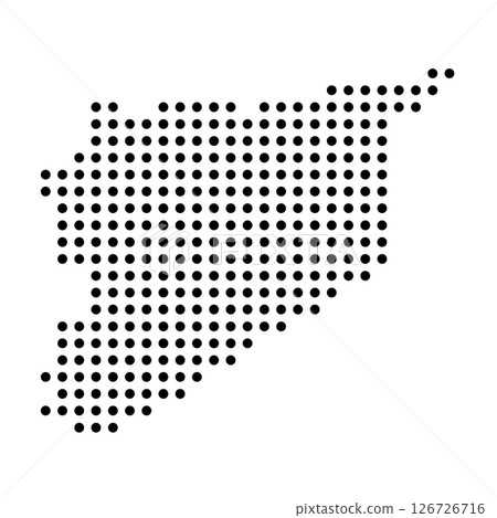 Syria country dotted map. Black spot pixel illustration isolated on white background. Vector circle mosaic. 126726716