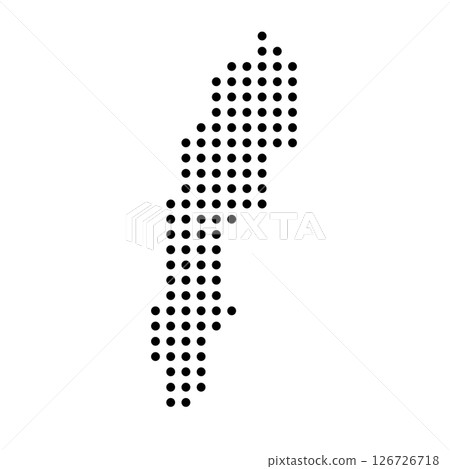 Sweden country dotted map. Black spot pixel illustration isolated on white background. Vector circle mosaic. Sweden country dotted map. Black spot pixel illustration isolated on white background. Vector circle mosaic. 126726718