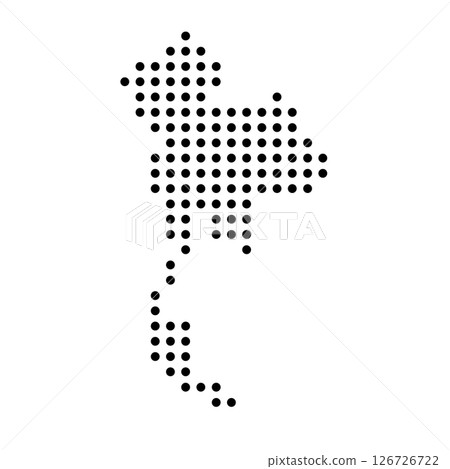 Thailand country dotted map. Black spot pixel illustration isolated on white background. Vector circle mosaic. 126726722