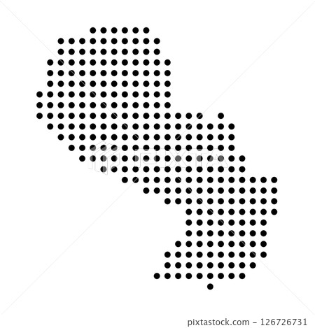 Paraguay country dotted map. Black spot pixel illustration isolated on white background. Vector circle mosaic. Paraguay country dotted map. Black spot pixel illustration isolated on white background. Vector circle mosaic. 126726731