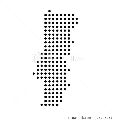 Portugal country dotted map. Black spot pixel illustration isolated on white background. Vector circle mosaic. 126726734