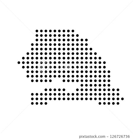 Senegal country dotted map. Black spot pixel illustration isolated on white background. Vector circle mosaic. Senegal country dotted map. Black spot pixel illustration isolated on white background. Vector circle mosaic. 126726736