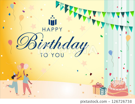 Happy Birthday vector background design and confetti decoration element for birth day celebration greeting card design. Vector and illustration eps 10. 126726738