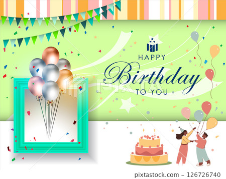 Happy Birthday vector background design and confetti decoration element for birth day celebration greeting card design. Vector and illustration eps 10. 126726740