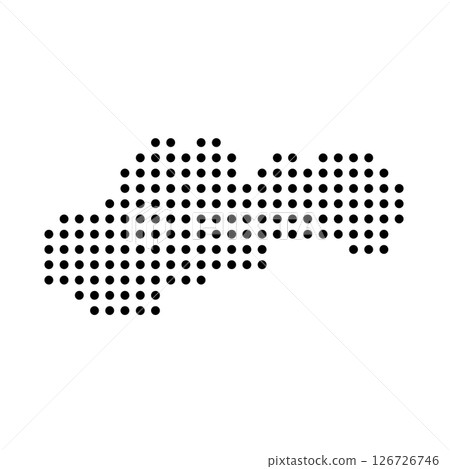 Slovakia country dotted map. Black spot pixel illustration isolated on white background. Vector circle mosaic. 126726746