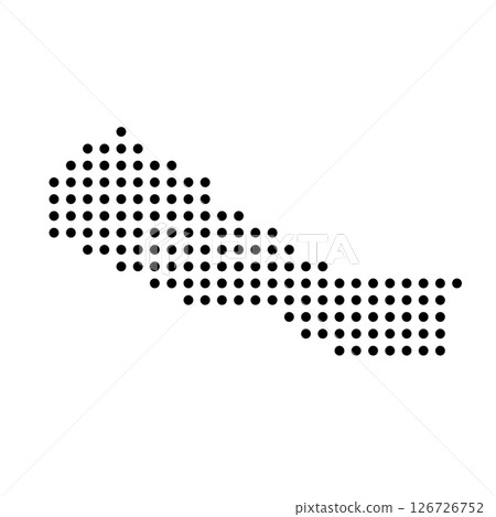 Nepal country dotted map. Black spot pixel illustration isolated on white background. Vector circle mosaic. 126726752