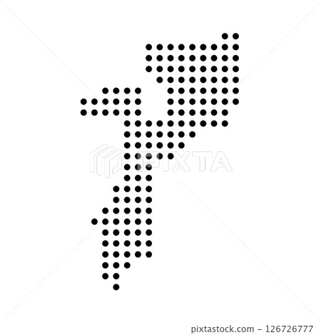 Mozambique country dotted map. Black spot pixel illustration isolated on white background. Vector circle mosaic. 126726777