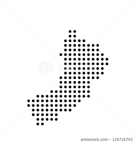 Oman country dotted map. Black spot pixel illustration isolated on white background. Vector circle mosaic. 126726783