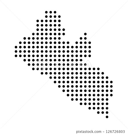 Liberia country dotted map. Black spot pixel illustration isolated on white background. Vector circle mosaic. 126726803