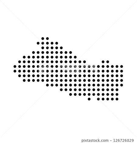 El Salvador country dotted map. Black spot pixel illustration isolated on white background. Vector circle mosaic. El Salvador country dotted map. Black spot pixel illustration isolated on white background. Vector circle mosaic. 126726829
