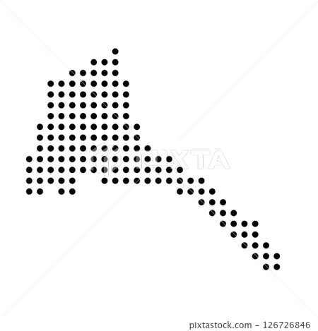 Eritrea country dotted map. Black spot pixel illustration isolated on white background. Vector circle mosaic. 126726846