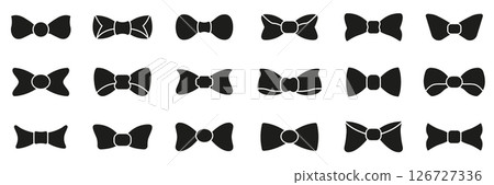 Bow Tie Solid Icon Set. Fashion Accessory, Formal Wear, And Style Silhouette Symbol Collection. Various Bow Tie Designs For Elegant And Classic Attire. Isolated Vector Illustration Bow Tie Solid Icon Set. Fashion Accessory, Formal Wear, And Style Silhouette Symbol Collection. Various Bow Tie Designs For Elegant And Classic Attire. Isolated Vector Illustration 126727336
