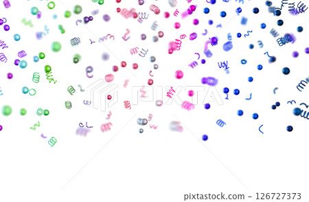 Rainbow-colored confetti falls gracefully from above, creating a lively visual display. Festive header with rainbow particles, isolated on white background. Rainbow-colored confetti falls gracefully from above, creating a lively visual display. Festive header with rainbow particles, isolated on white background. 126727373